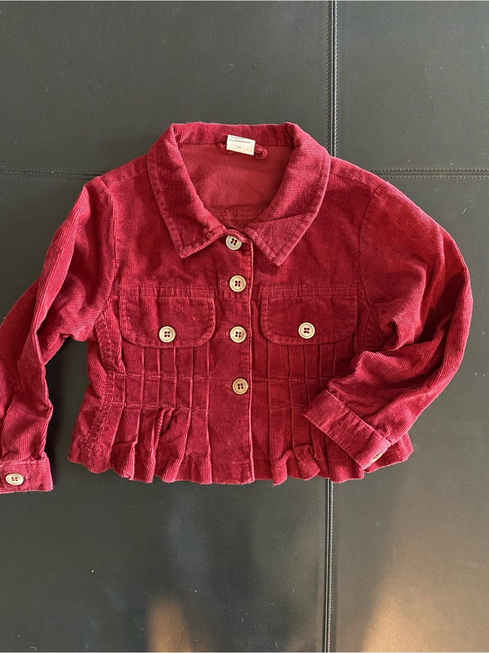 Jottum Girls' Burgundy Corduroy Button-Front pleated Jacket, EUR 92 / US 2T